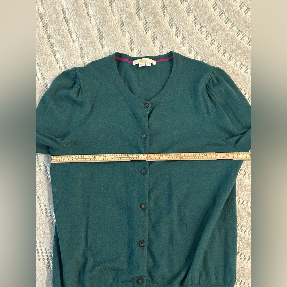 Boden 100% Wool Green Sweater Button Down Cardigan - Size 10 - Picture 13 of 14